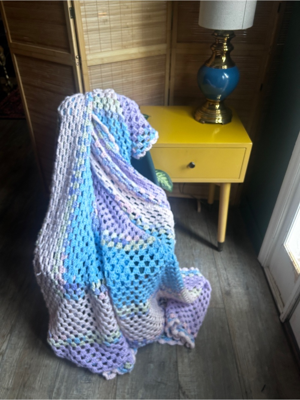 Crochet Blanket large pastel colors